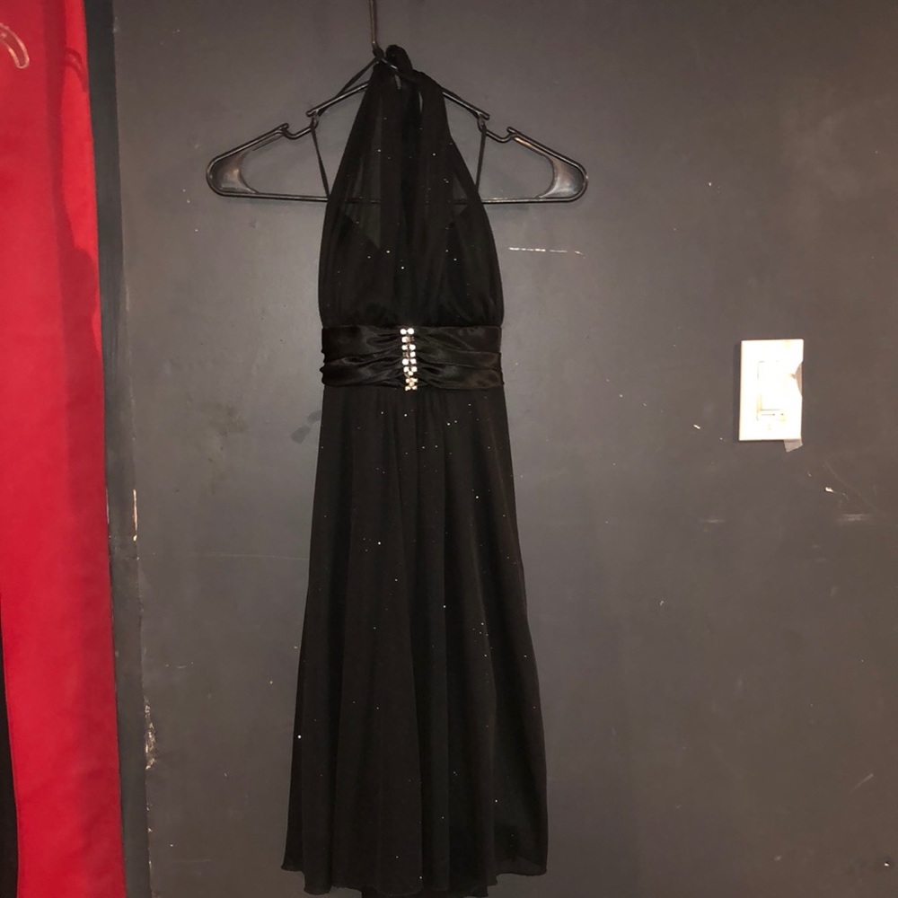 Black halter formal dress